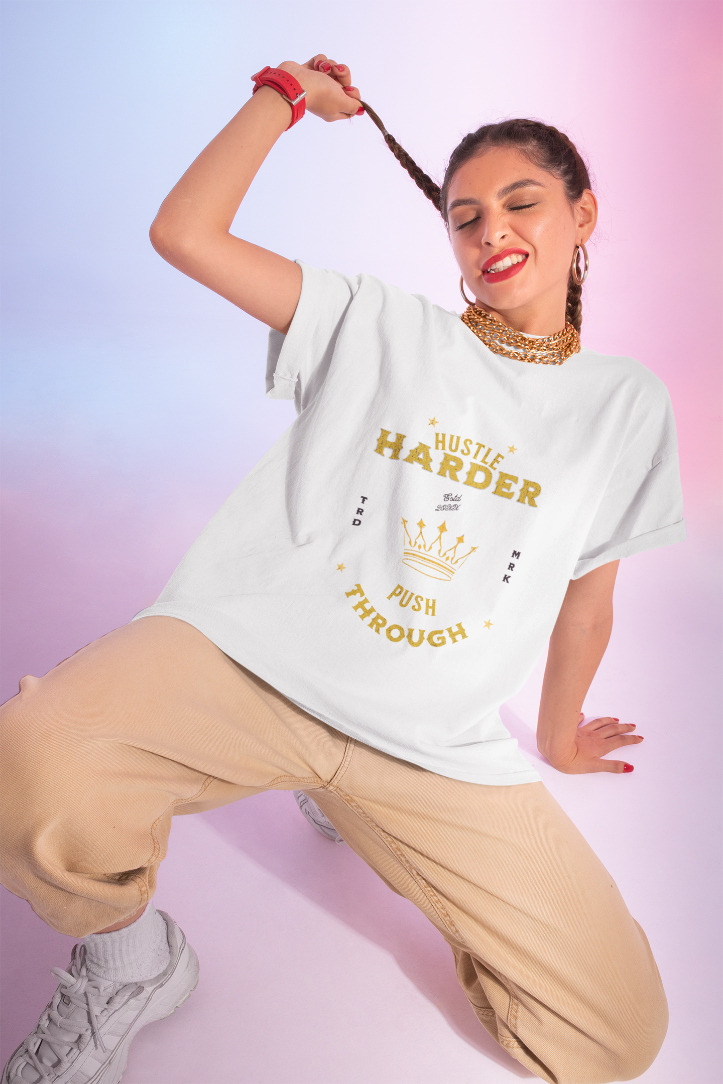 Hustle Harder - Women's Oversized Tee